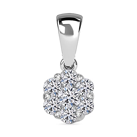 Luxuriant Diamond - Lab Grown Diamond (SI-I1/GH) Pressure Set Pendant in Rhodium Overlay Sterling Silver 0.50 ct.