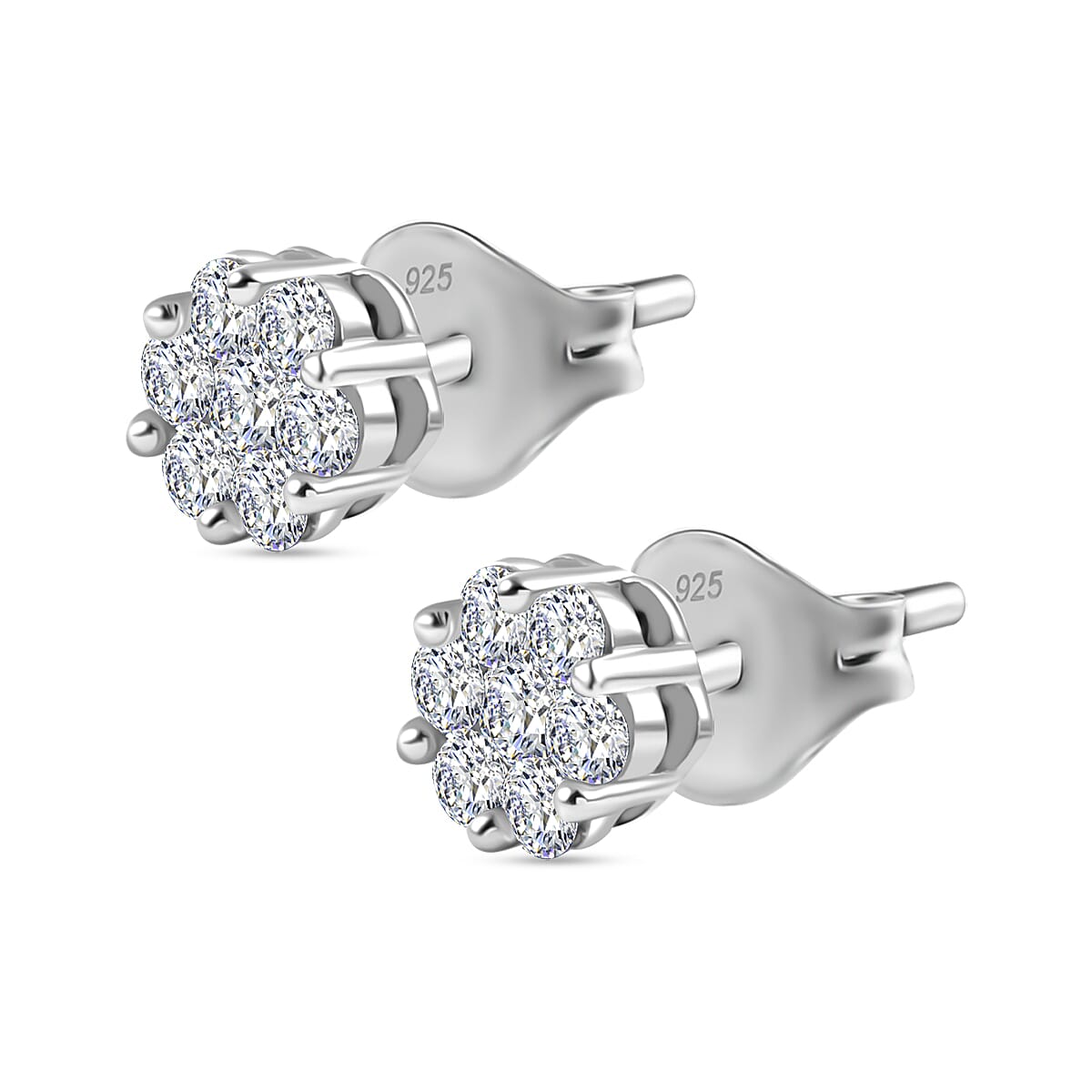 Luxuriant - Lab Grown Diamond (SI-G-H) Stud Earrings with Push Back in Rhodium Overlay Sterling Silver 0.51 Ct.