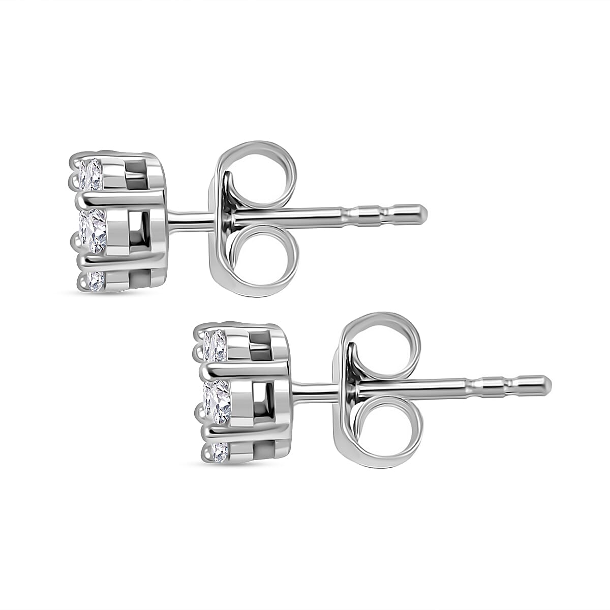 Luxuriant - Lab Grown Diamond (SI-G-H) Stud Earrings with Push Back in Rhodium Overlay Sterling Silver 0.51 Ct.