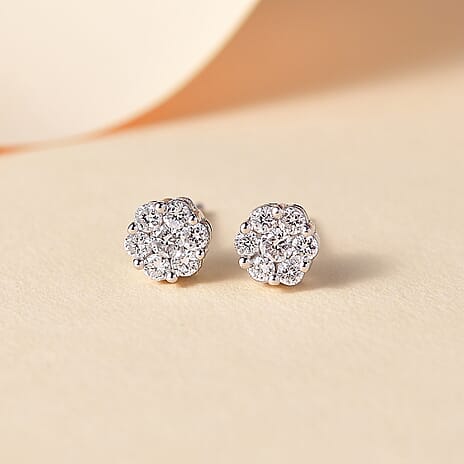 Luxuriant Diamond Lab Grown Diamond (SI-G-H) Stud Push Back Earrings in Rhodium Overlay Sterling Silver 0.51 Ct.