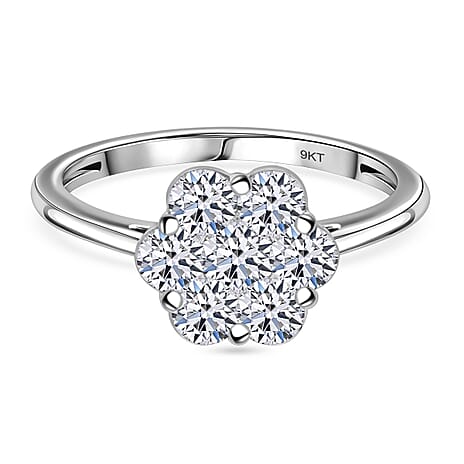 Luxuriant Collection - SGL Certified & Stone Lab Grown Diamond (VS-GH) Pressure Set Ring In 9K White Gold - 1.00 Cts