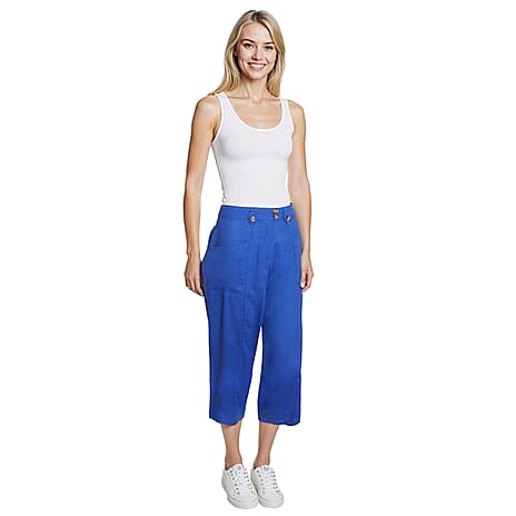 Charlotte West Relaxed Fit 3-4 Length Wide Leg Capri Pants (Size 12) - Dazzling Blue