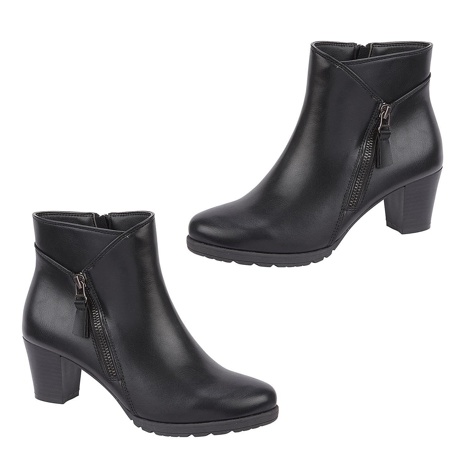 Ladies black mid heel ankle boots best sale