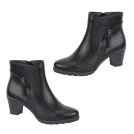 Emma Ladies AMY Mid Heel Ankle Boots (Size 4) - Black Tone