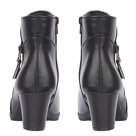 Emma Ladies AMY Mid Heel Ankle Boots (Size 4) - Black Tone