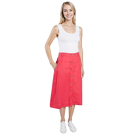 Charlotte West Linen Woven Skirt - Raspberry