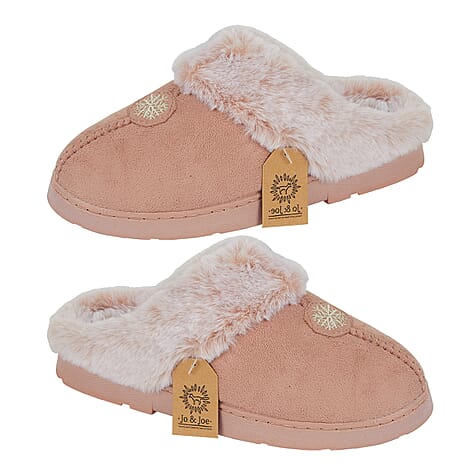 Jo - Joe Ladies SPLENDOUR Mule with Fur Collar (Size 8) - Dusky Pink
