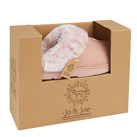 Jo - Joe Ladies SPLENDOUR Mule with Fur Collar (Size 8) - Dusky Pink