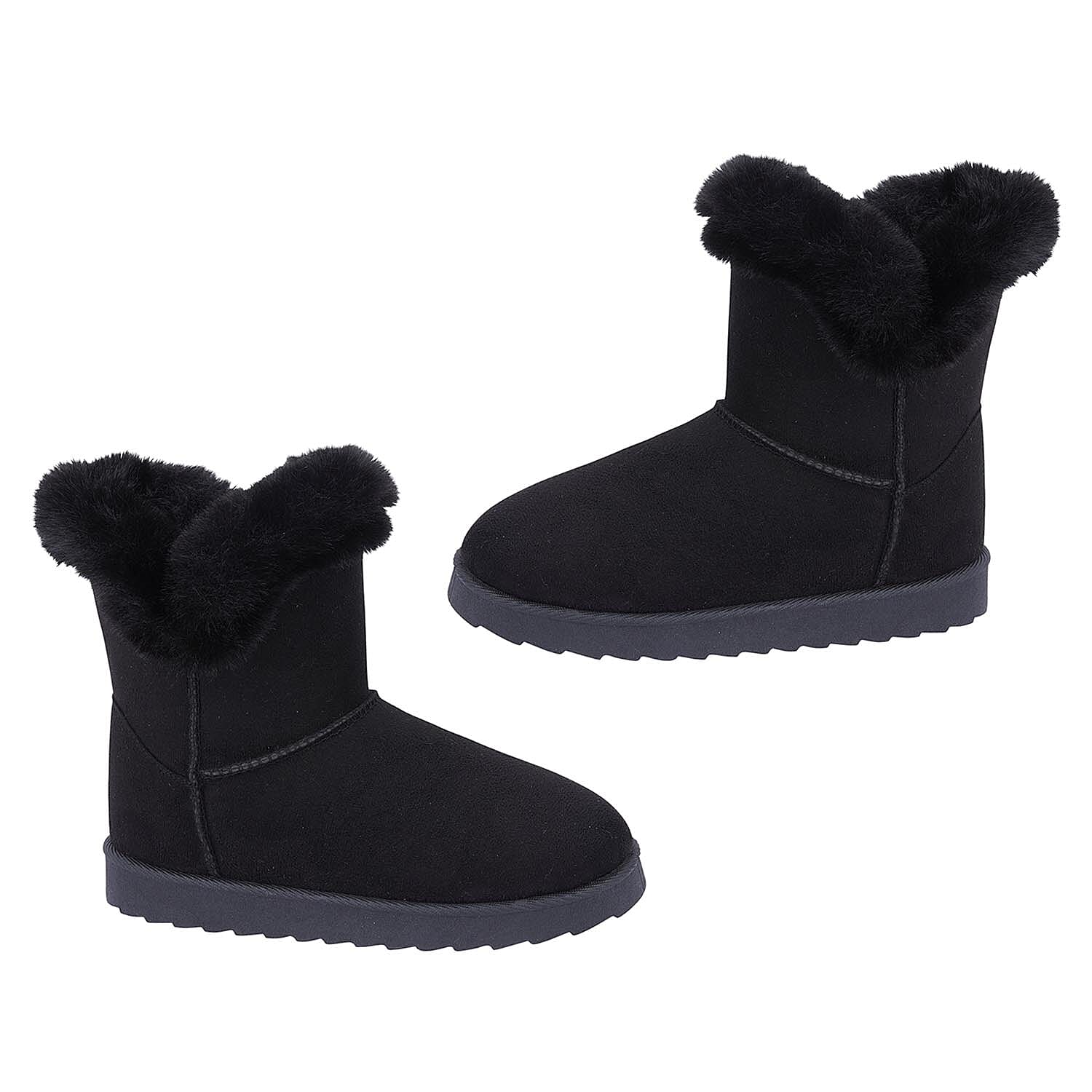 SHOES BY EMMA -  Brisbane Plush Lined Fluffy Ladies Boots (Size 4) - Black