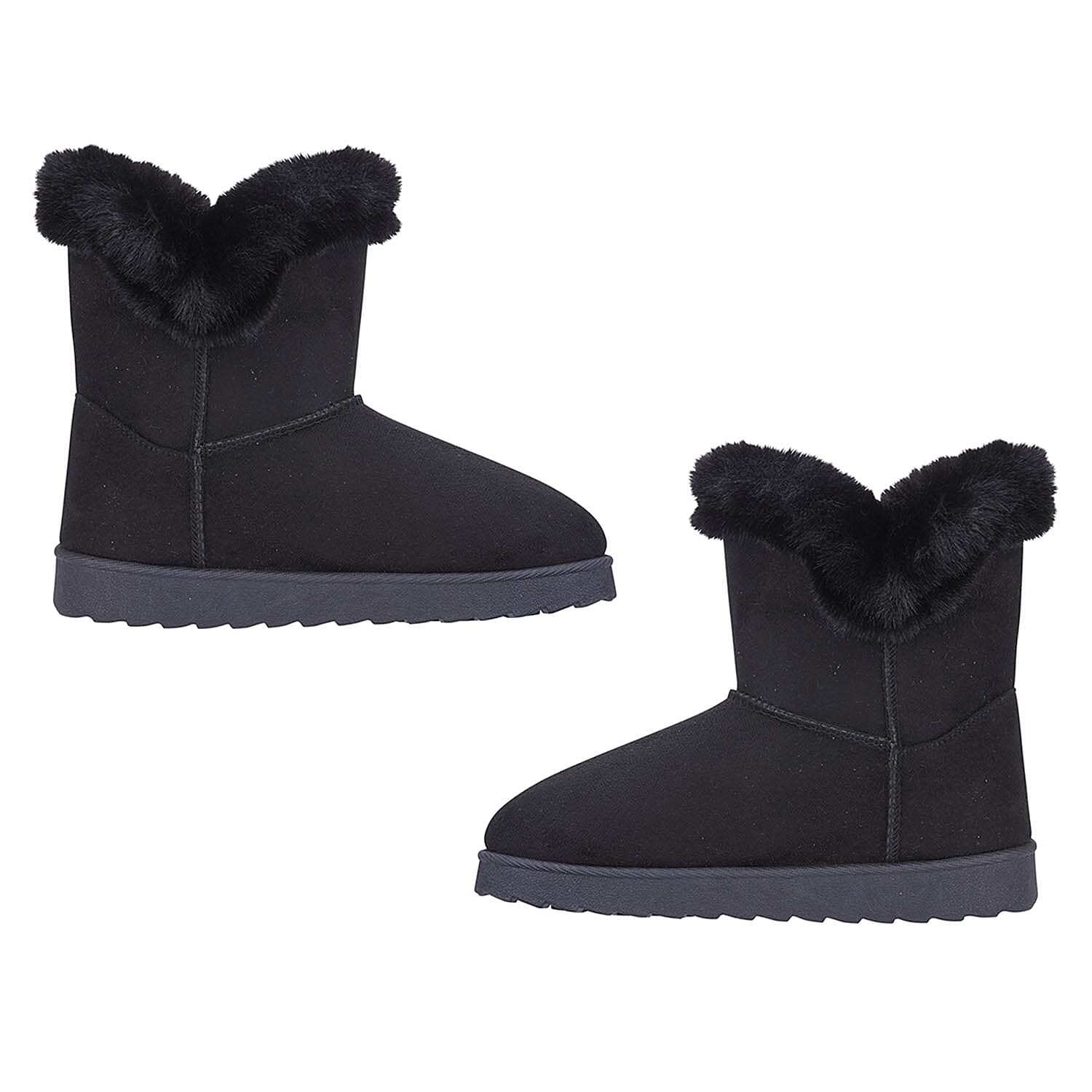 SHOES BY EMMA -  Brisbane Plush Lined Fluffy Ladies Boots (Size 4) - Black