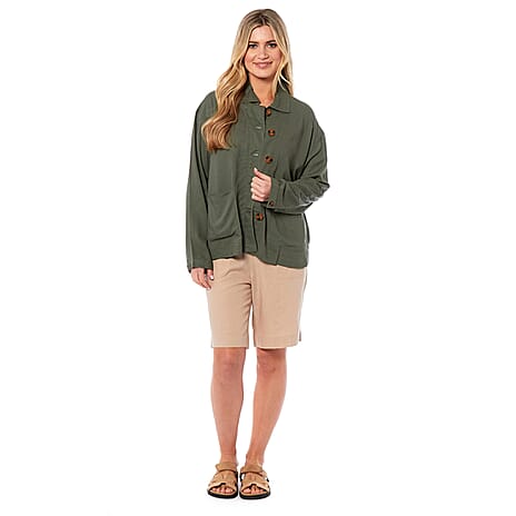 La Marey Classic Ladies Linen Jacket (Size 14) - Khaki
