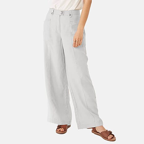 La Marey Ladies Linen Full Length Pants (Size 10) - White