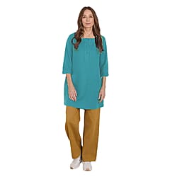 La Marey Effortlessly Stylish Ladies Linen 3-4 Sleeve Tunic Top