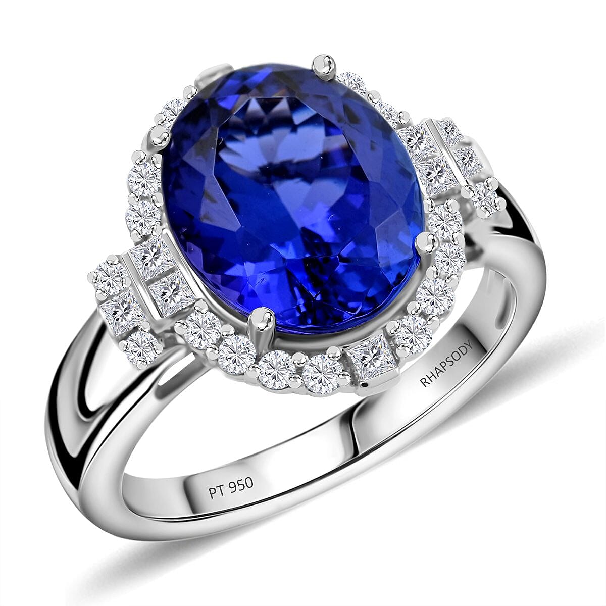 950 Platinum  AAAA  Tanzanite   White Diamond  VS Ring 7.25 pc,  Platinum Wt. 9.99 Gms  7.250  Ct.
