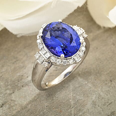 950 Platinum  AAAA  Tanzanite   White Diamond  VS Ring 7.25 pc,  Platinum Wt. 9.99 Gms  7.250  Ct.
