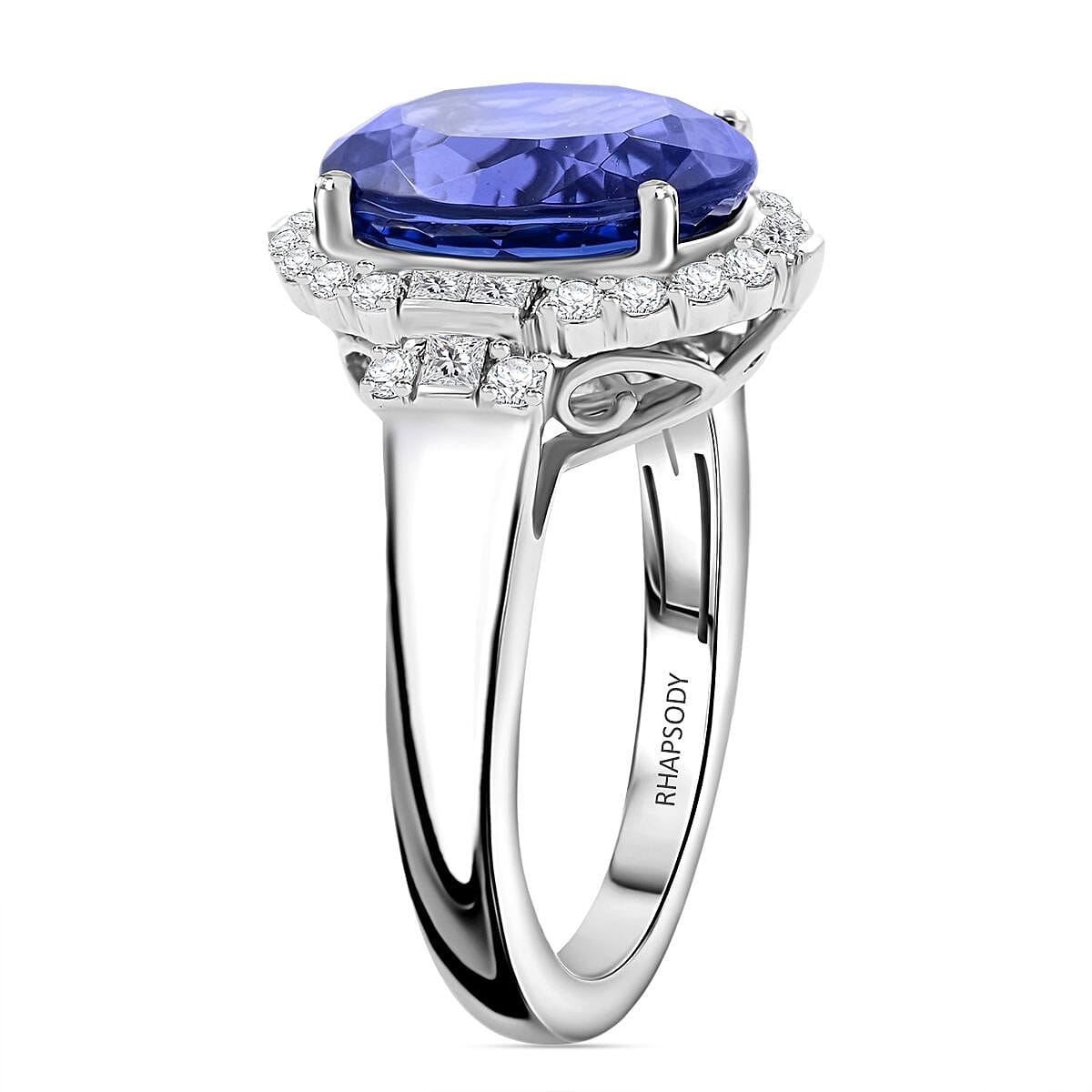 950 Platinum  AAAA  Tanzanite   White Diamond  VS Ring 7.25 pc,  Platinum Wt. 9.99 Gms  7.250  Ct.