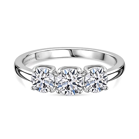 Luxuriant Diamond - 9K White Gold SGL Certified Lab Grown Diamond (VS-EF) 3 Stone Ring 1.00 Ct.