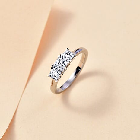 Luxuriant Diamond 950 Platinum SGL Certified Lab Grown Diamond (VS-F) Trilogy Ring 1.15 Ct.