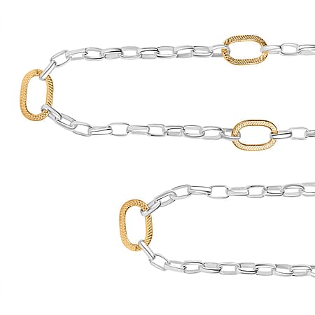 Rolo-Paperclip Hybrid 18K Vermeil Yellow Gold Plated Sterling Silver Necklace (Size - 20), Silver wt. 22.00 Gms.