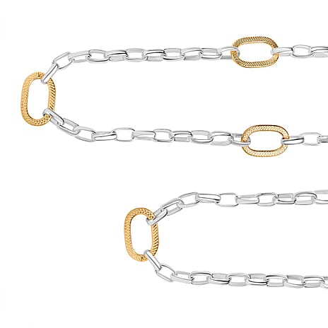 Royal Bali Collection -- Rolo-paperclip Hybrid 18K Gold Vermeil Sterling Silver Necklace (Size - 20). Silver wt 22 Gms
