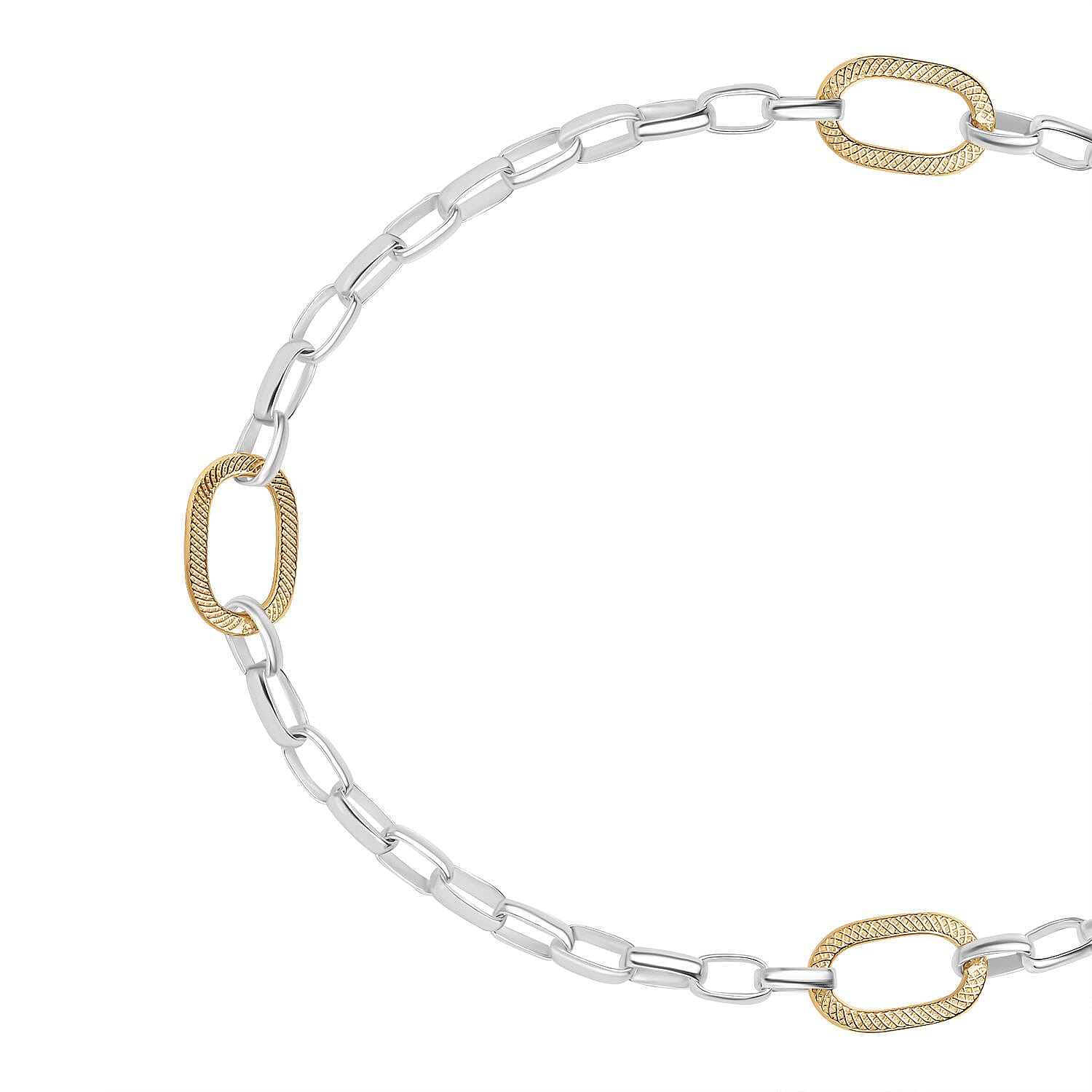 Rolo-Paperclip Hybrid 18K Vermeil Yellow Gold Plated Sterling Silver Necklace (Size - 20), Silver wt. 22.00 Gms. Rolo-Paperclip Hybrid 18K Vermeil Yellow Gold Plated Sterling Silver Necklace (Size - 20), Silver wt. 22.00 Gms.