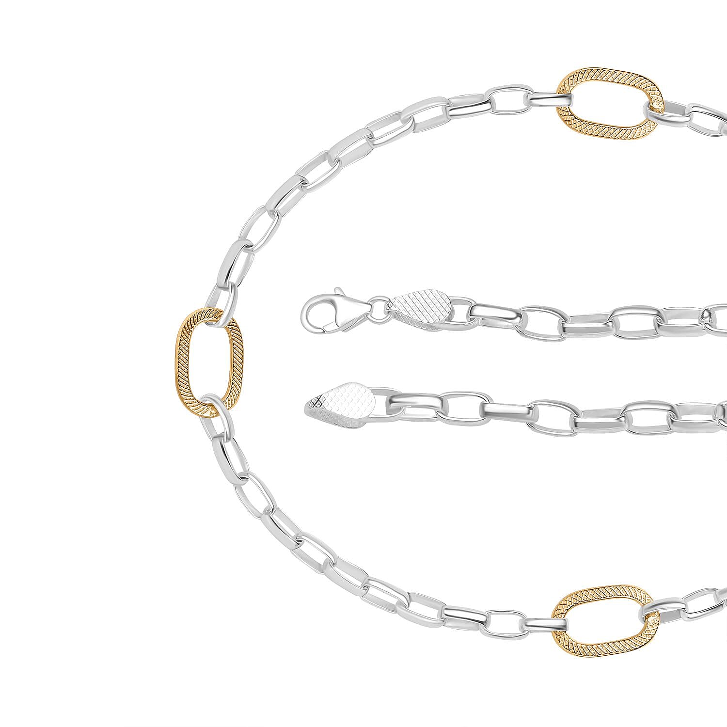 Rolo-Paperclip Hybrid 18K Vermeil Yellow Gold Plated Sterling Silver Necklace (Size - 20), Silver wt. 22.00 Gms. Rolo-Paperclip Hybrid 18K Vermeil Yellow Gold Plated Sterling Silver Necklace (Size - 20), Silver wt. 22.00 Gms.