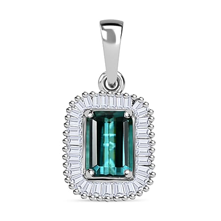 RHAPSODY 950 Platinum AAAA Lagoon Tourmaline and White Diamond VS/EF Halo Pendant 1.30 Ct