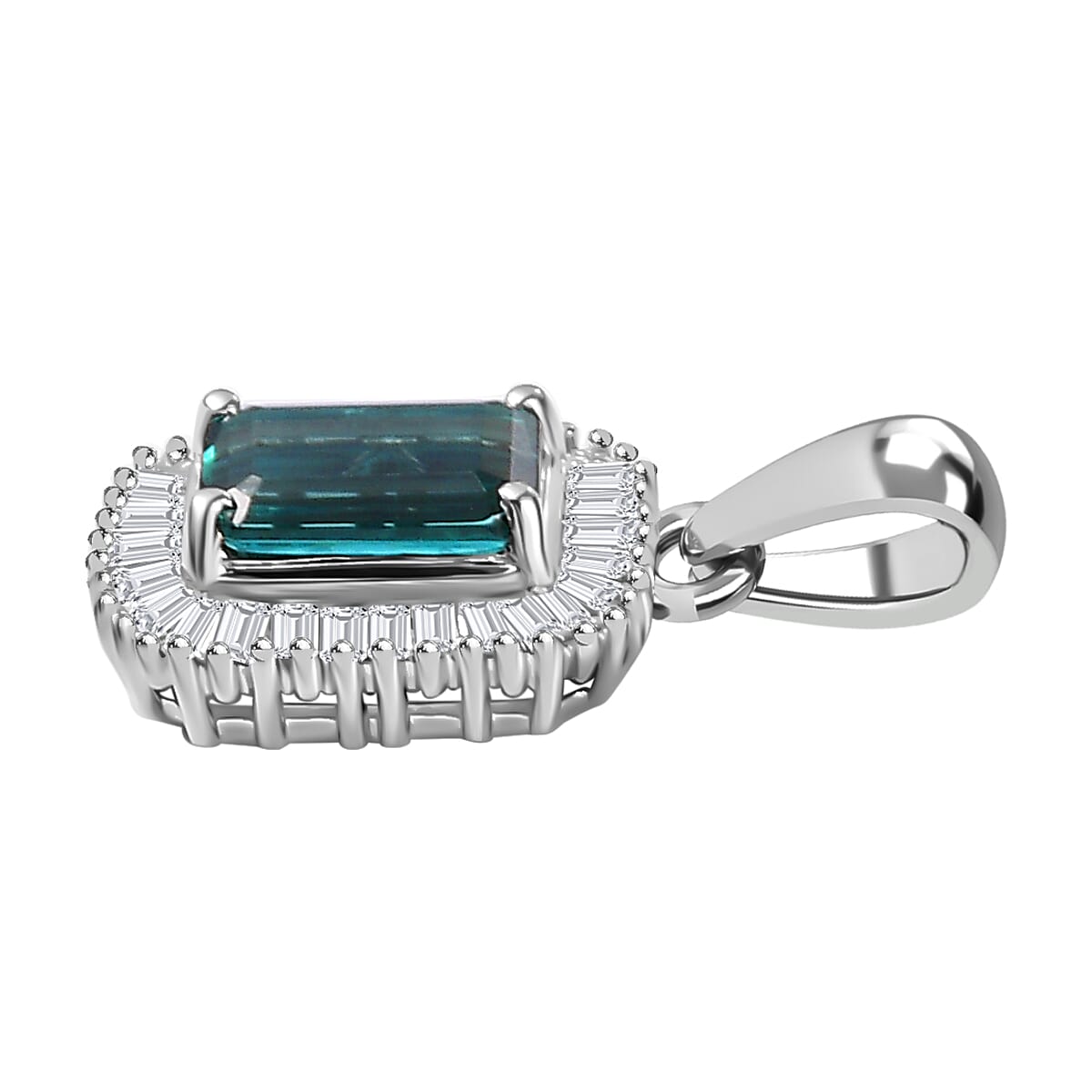 RHAPSODY  950 Platinum AAAA Lagoon Tourmaline & White Diamond  VS-EF Pendant 1.30 Ct