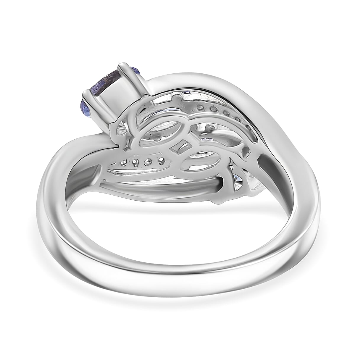 Tanzanite & White Zircon 4 Stone Ring in Dual Tone Sterling Silver 1.16 ct Tanzanite & White Zircon 4 Stone Ring in Dual Tone Sterling Silver 1.16 ct