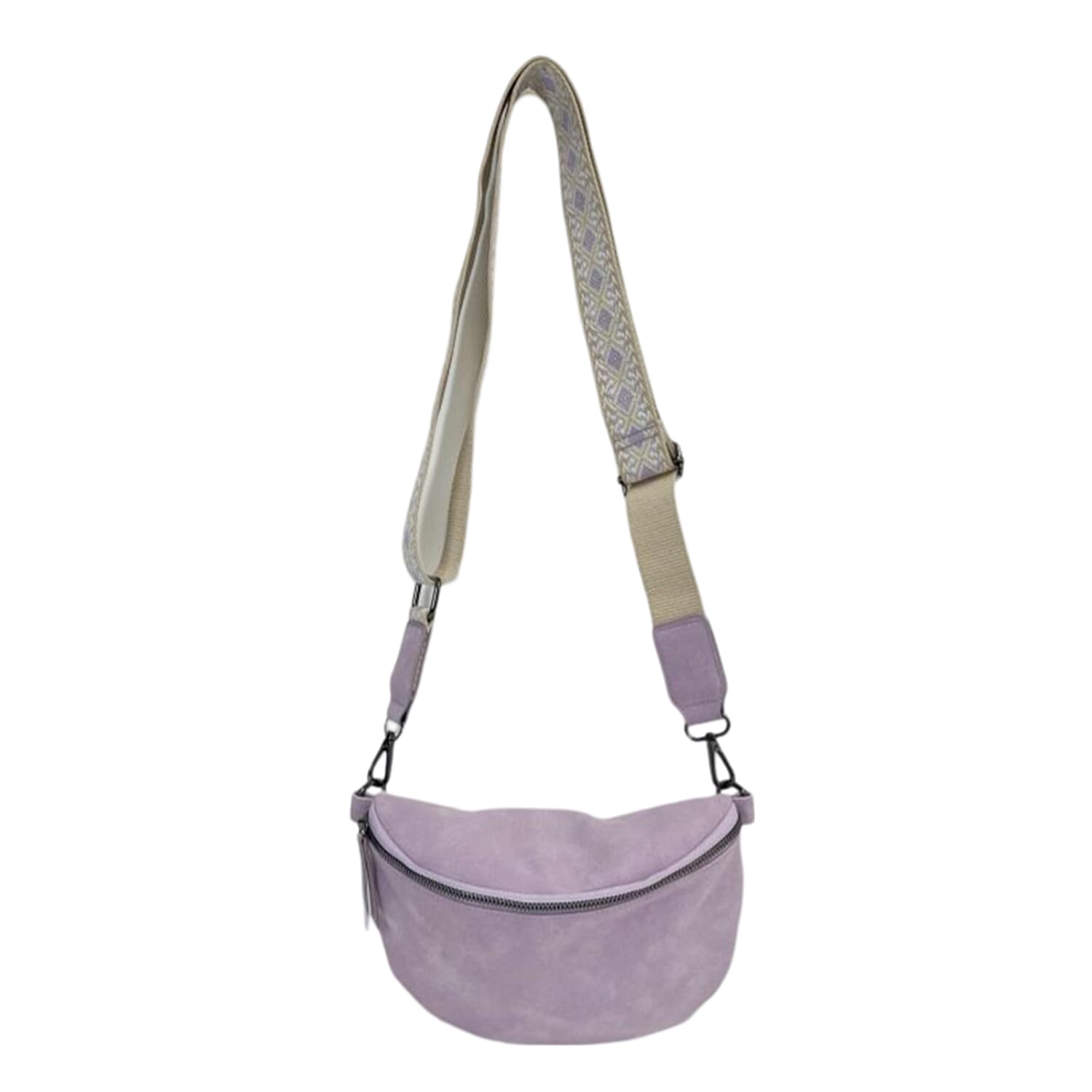 Lucy K Leatherette Crossbody Bag with Adjustable Strap - Lilac