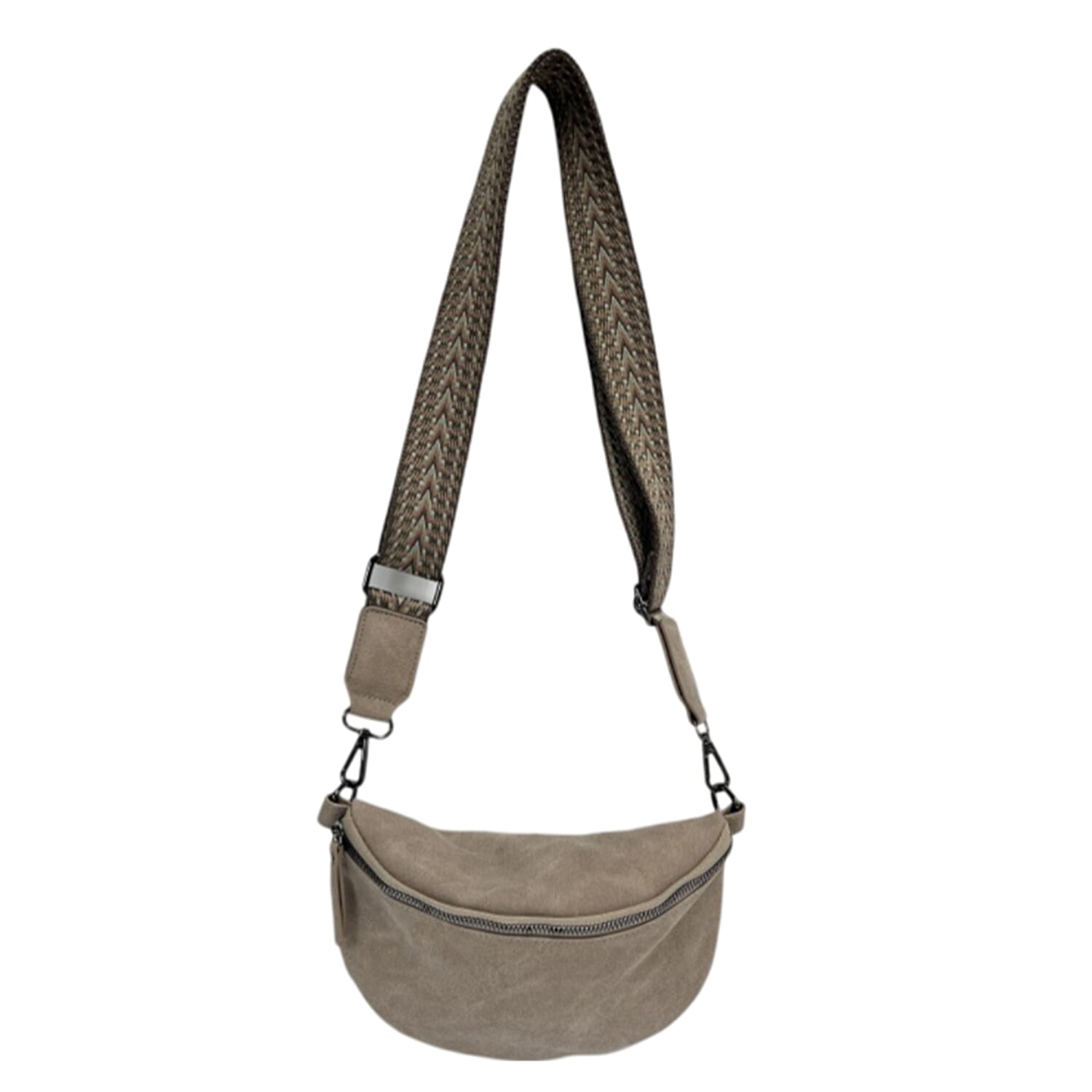 Lucy K Leatherette Crossbody Bag with Adjustable Strap - Taupe