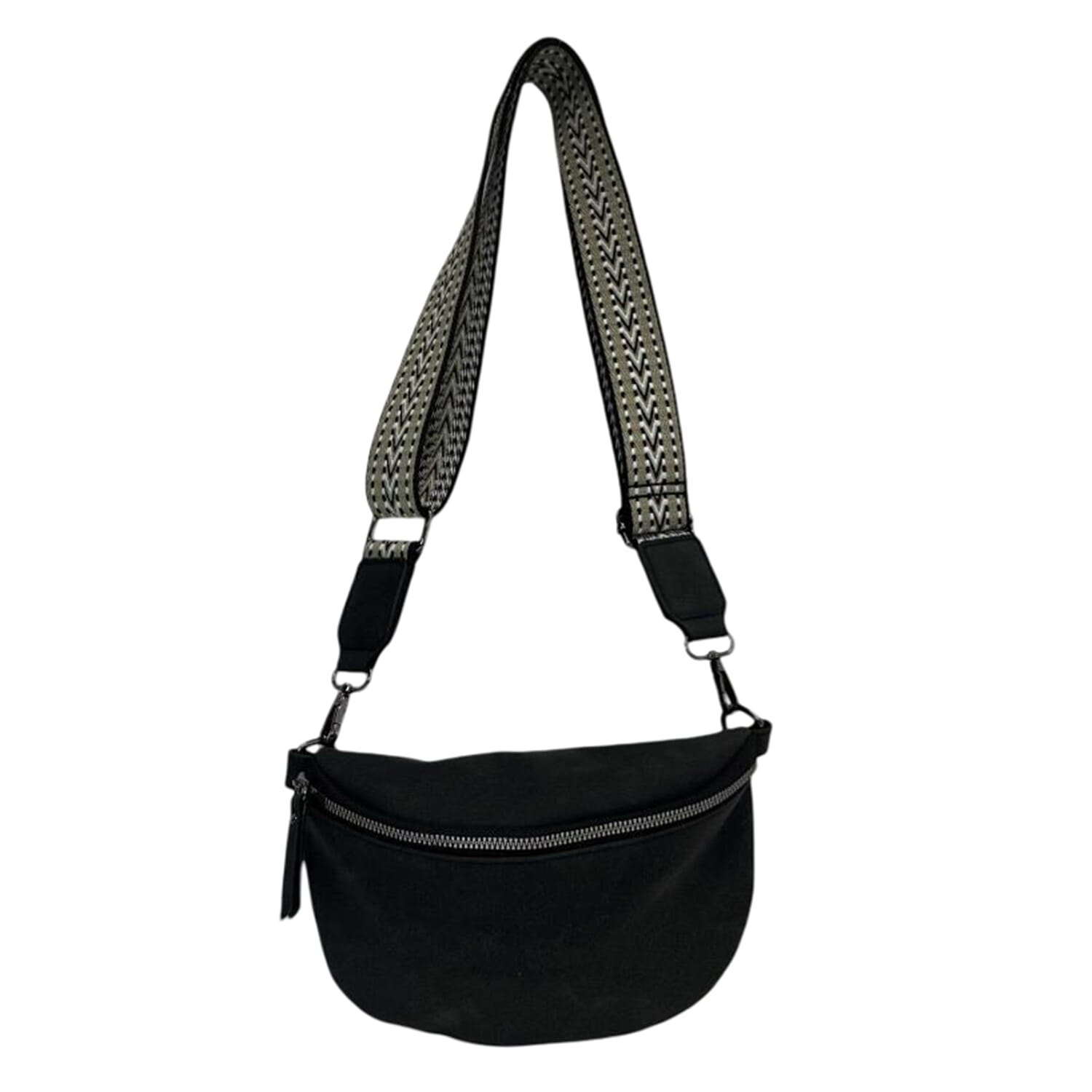 Lucy K Leatherette Crossbody Bag with Adjustable Strap - Black