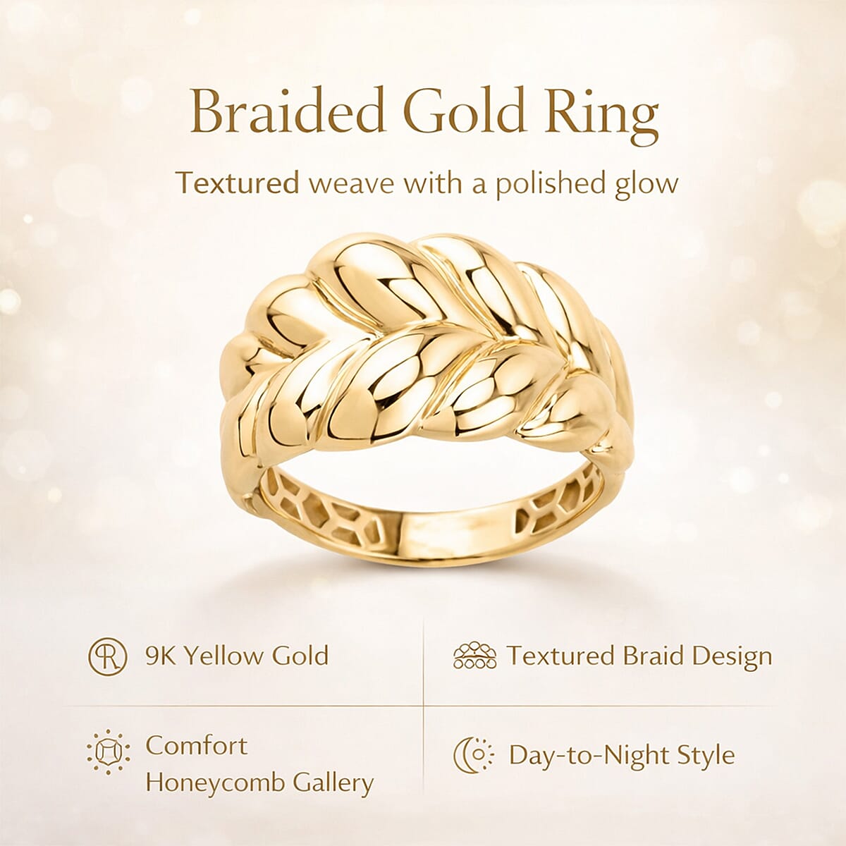 Close Out - 9K Yellow Gold Braided Ring