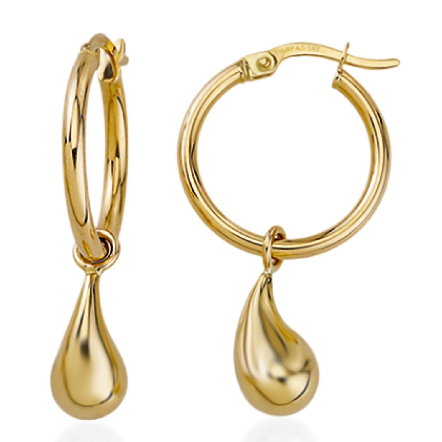 Close Out Deal - 9K Yellow Gold Tear Drop Interchangeable Earrings with Clasp