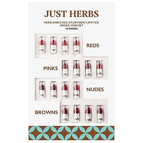 Just Herbs-Herb Enriched Ayurvedic Lipstick Micro-Mini Kit- 16 shades of Lipstick