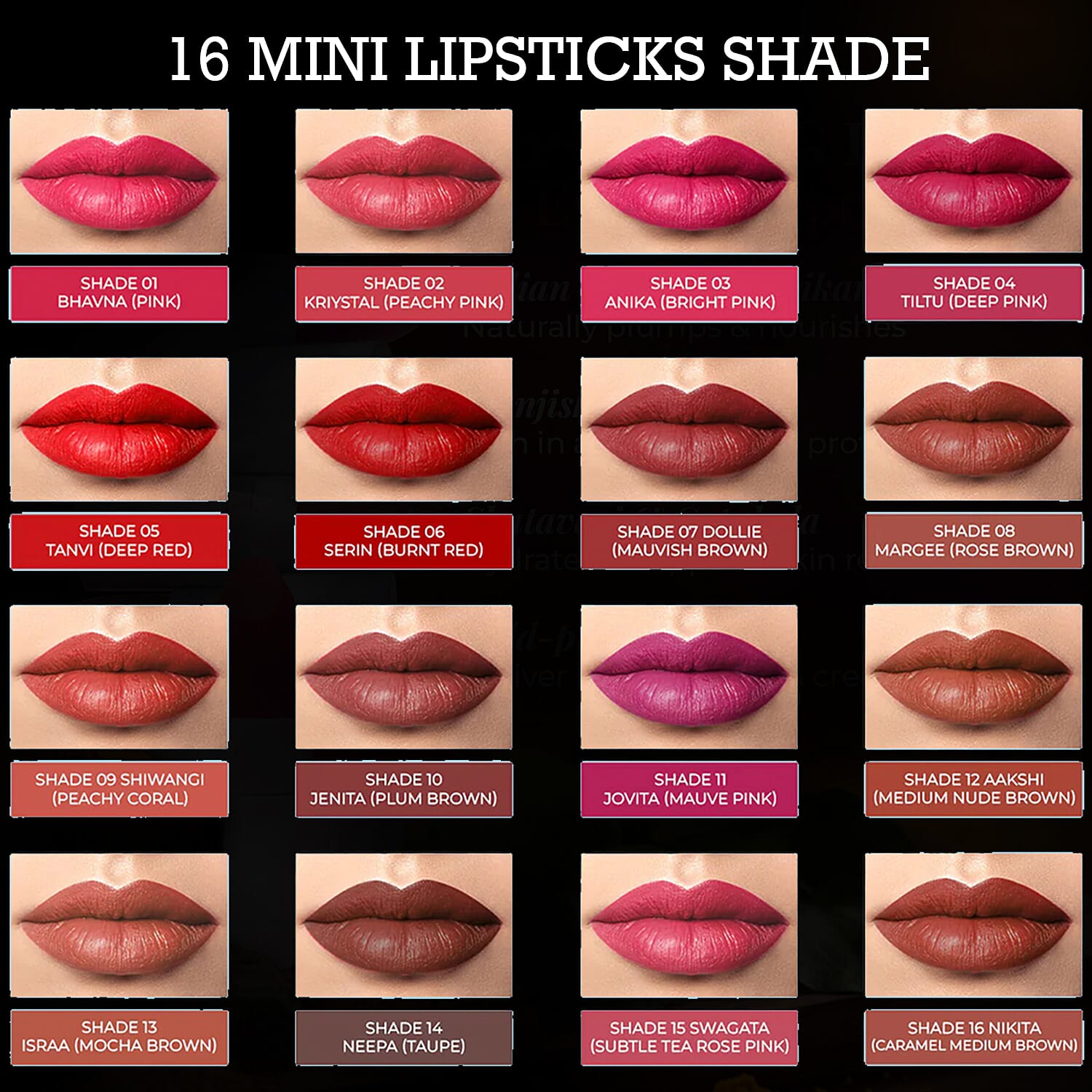 Just Herbs-Herb Enriched Ayurvedic Lipstick Micro-Mini Kit- 16 shades of Lipstick