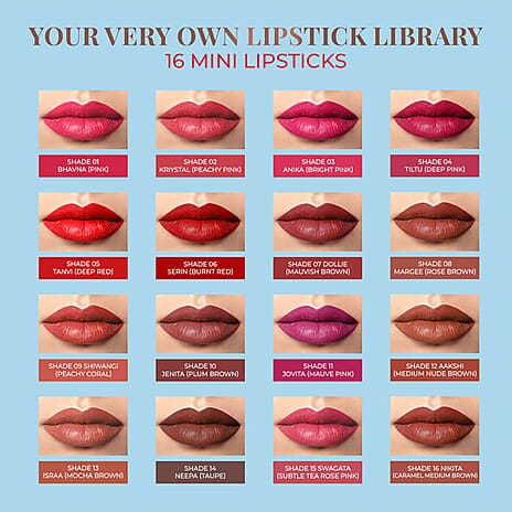 One Time Closeout - Just Herbs-Herb Enriched Ayurvedic Lipstick Micro-Mini Kit- 16 shades of Lipstick