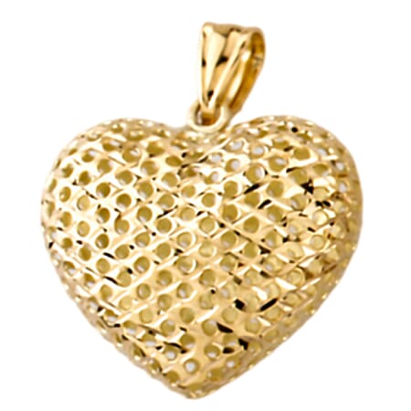 Vicenza Closeout - 9K Yellow Gold Mesh Heart Pendant