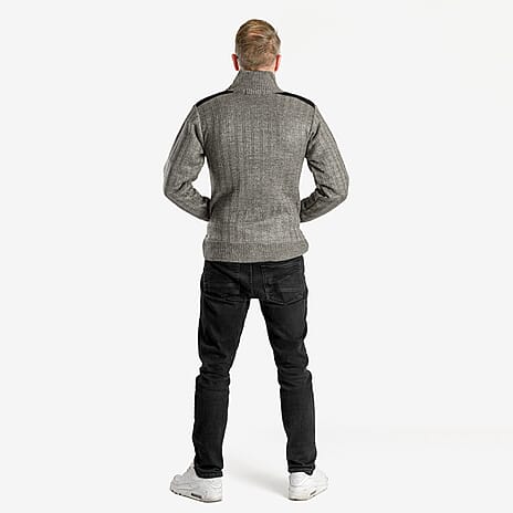 Christoper Knight - Fleece Lined Zip Through Cardigan (Size M) - Fawn