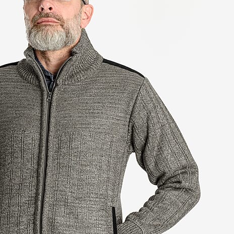 Christoper Knight - Fleece Lined Zip Through Cardigan (Size M) - Fawn