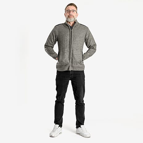 Christoper Knight - Fleece Lined Zip Through Cardigan (Size XL) - Fawn