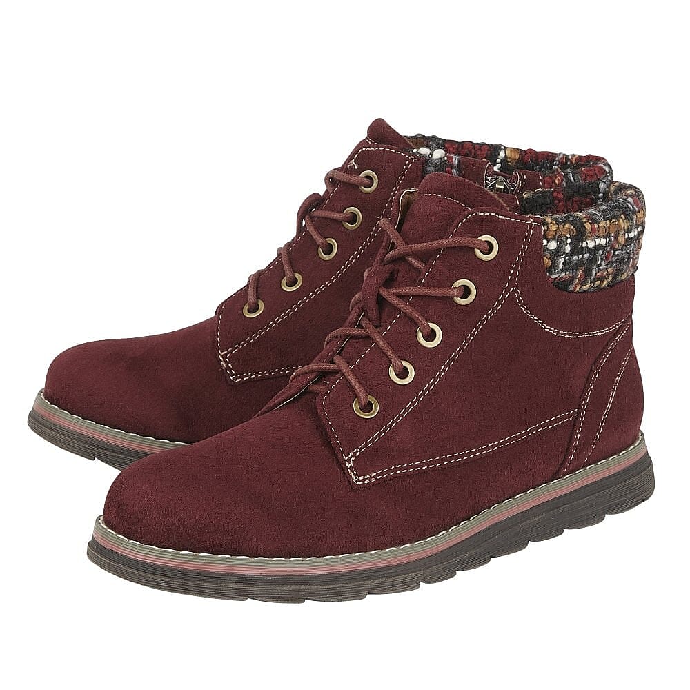 Lotus Ladies SYCAMORE Lace-up Ankle Boots (Size 3) - BORDO