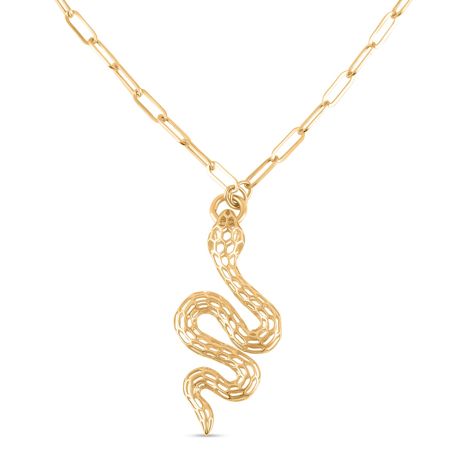 Designer Closeout Deal 9K Yellow Gold Serpent Necklace Paperlink Chain With Lobster Clasp (Size 20)