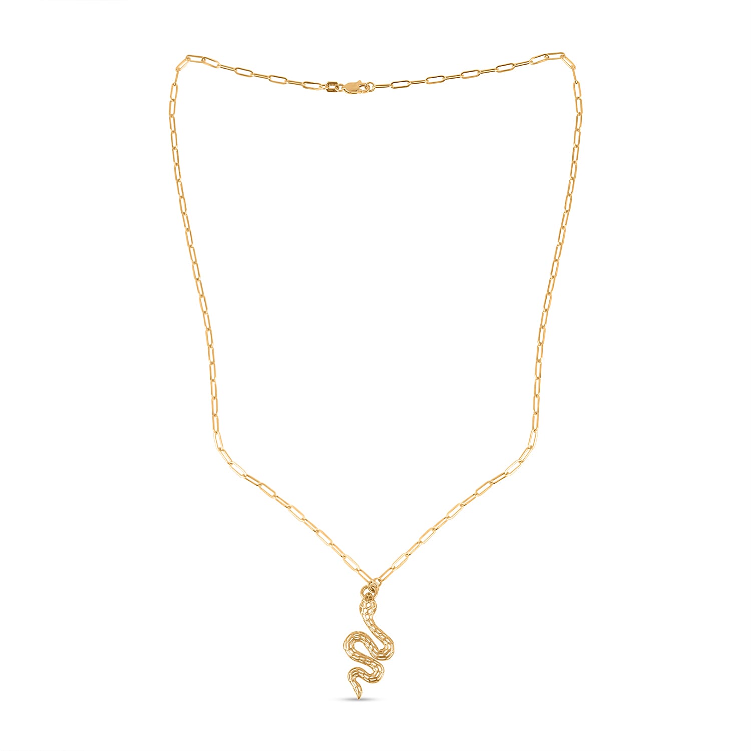 Designer Closeout Deal 9K Yellow Gold Serpent Necklace Paperlink Chain With Lobster Clasp (Size 20)