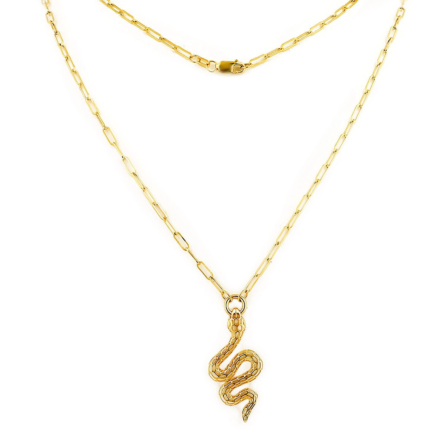 Designer Closeout Deal 9K Yellow Gold Serpent Necklace Paperlink Chain With Lobster Clasp (Size 20)