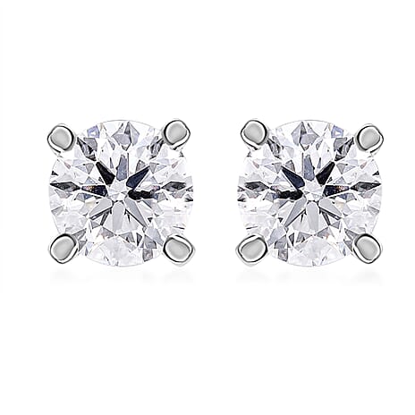 Luxuriant SGL Certified 9K White Gold Lab Grown Diamond (VS-EF) Stud Earrings with Push Back 0.50 Ct.