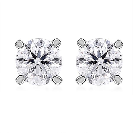 LUXURIANT 0.5 Ct. Lab Grown Diamond Solitaire Stud Earrings in 9K White Gold, SGL Certified LUXURIANT 0.5 Ct. Lab Grown Diamond Solitaire Stud Earrings in 9K White Gold, SGL Certified