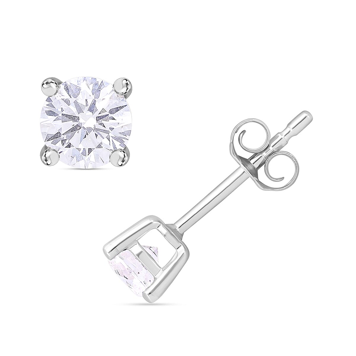 Luxuriant SGL Certified 9K White Gold Lab Grown Diamond (SI-GH) Stud Earrings with Push Back