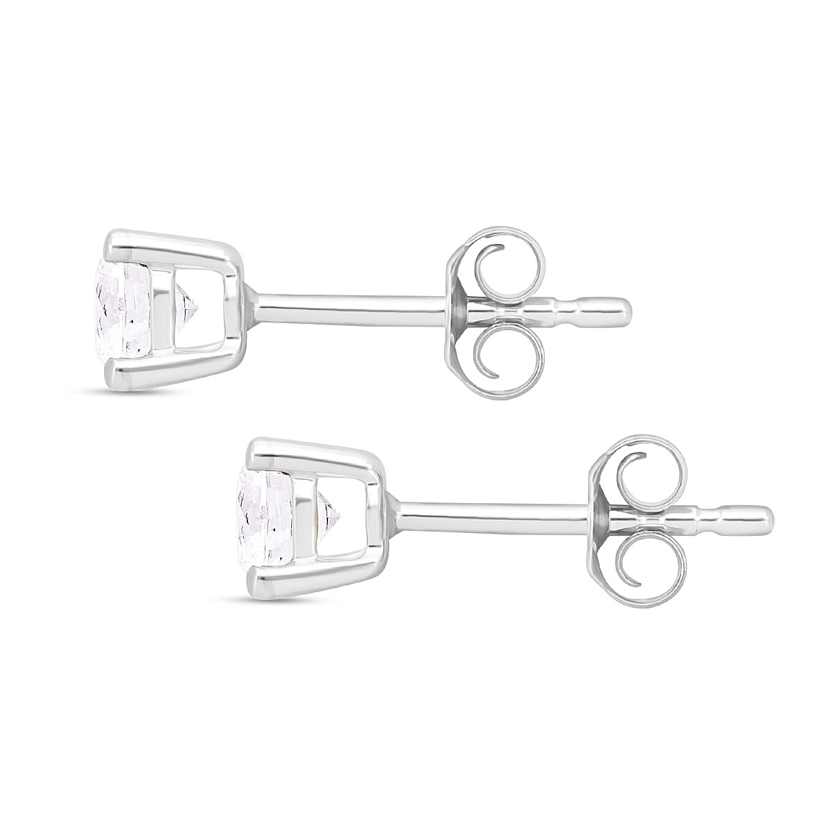 Luxuriant SGL Certified 9K White Gold Lab Grown Diamond (SI-GH) Stud Earrings with Push Back