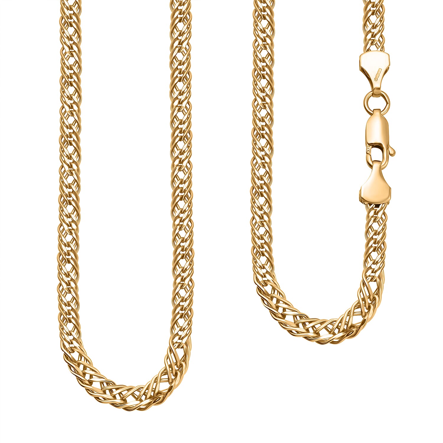 JCK Vegas Megafind - 9K Yellow Gold Designer Inspired Triple Curb Necklace With Lobster Clasp (Size 20), Gold Wt. 5.91 Gms.